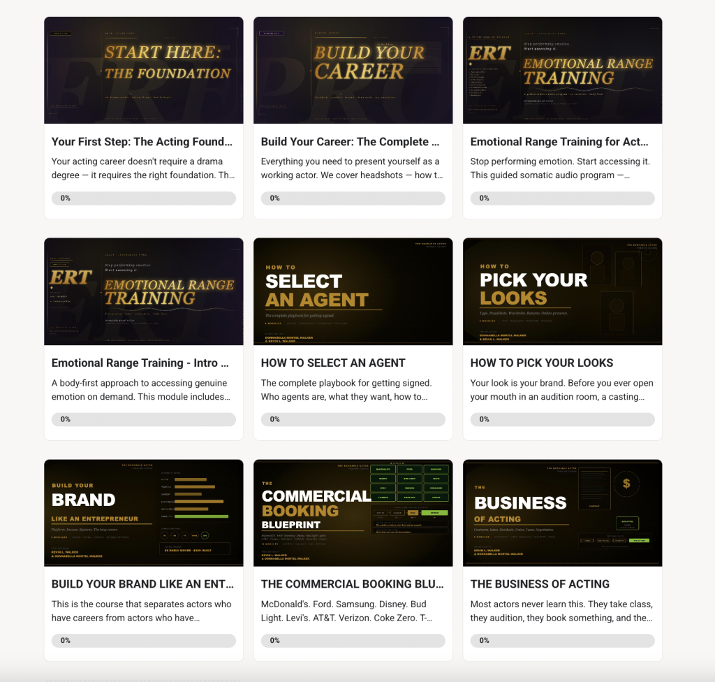 The Bookable Actors courses